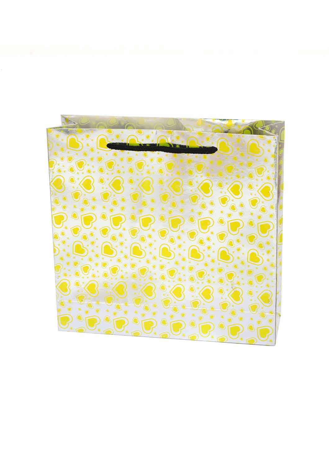 Paper Dots Pattern - Paper Bag - Silver & White - 13 x 4 Paper Bag