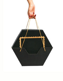 Black Morocco Hexagon Plain Design Box For Packing Hexagon Border Frame Boxes