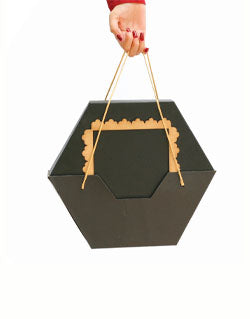 Black Morocco Hexagon Plain Design Box For Packing Hexagon Border Frame Boxes