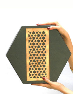 Black Morocco Hexagon Plain Design Box For Packing Hexagon Half Frame Boxes