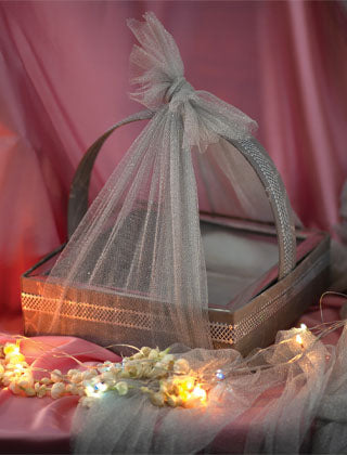 Net Ribbon Medium Baskets Design for Packing Baskets