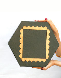 Black Morocco Hexagon Plain Design Box For Packing Hexagon Border Frame Boxes